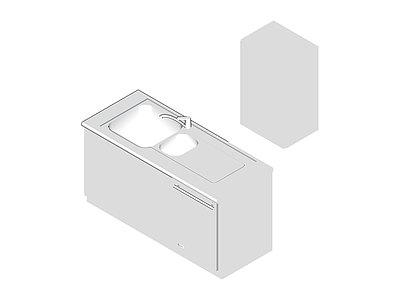 白色双槽厨房水槽柜