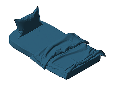 蓝色单人床铺组件