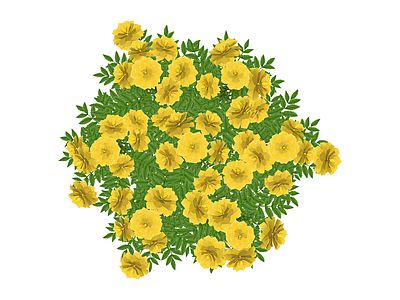 黄色花丛绿植模型