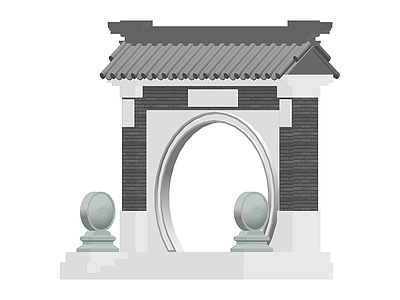中式月亮门拱门组件