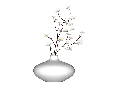 白色花瓶配干枝花艺