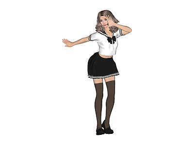 JK制服3D人物模型