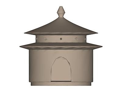 中式亭子建筑模型