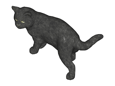 深灰色3D猫咪模型