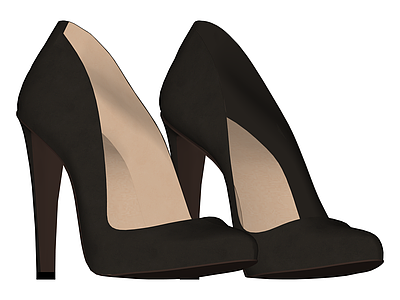 黑色绒面高跟鞋