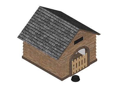 带栅栏狗屋组件