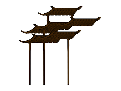 中式多层亭阁屋顶模型