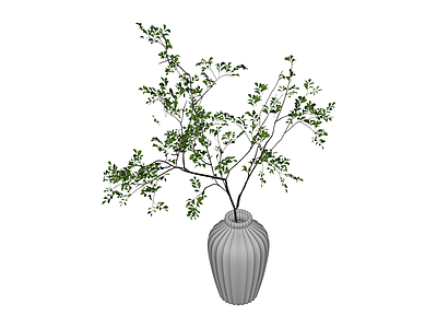 绿植盆栽（灰模）