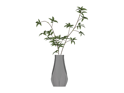 灰色纹理花瓶绿植