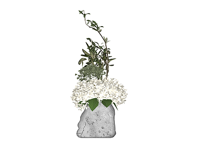 石质花器插花组合