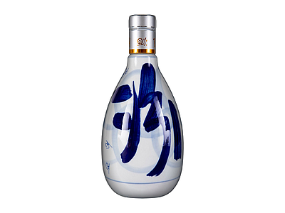 青花书法瓷酒瓶