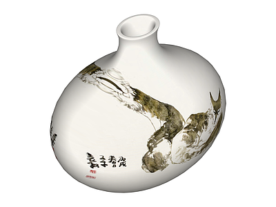 白瓷水墨花瓶