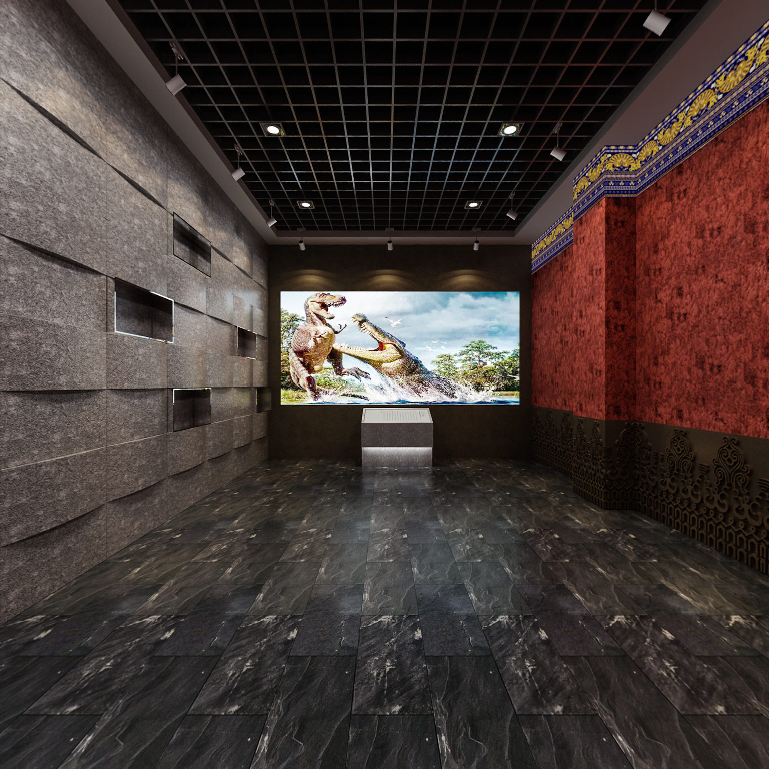 全景现代博物馆 展馆 展厅 文物 化石