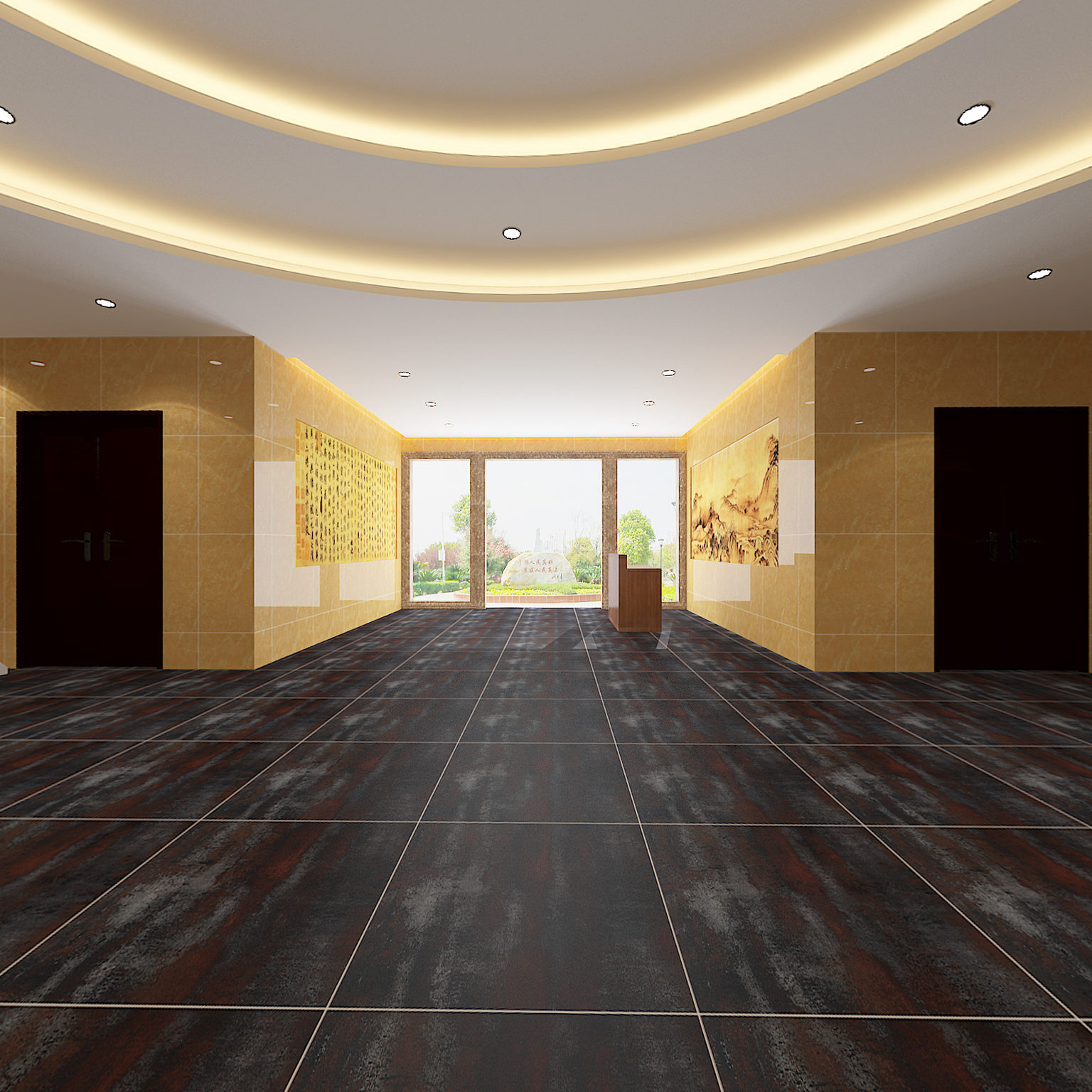 全景现代风格博物馆大厅