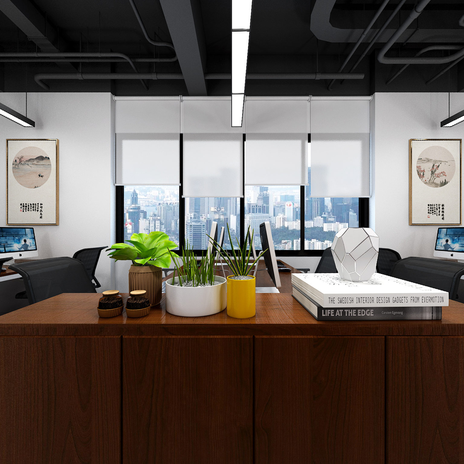 全景现代敞开式办公室