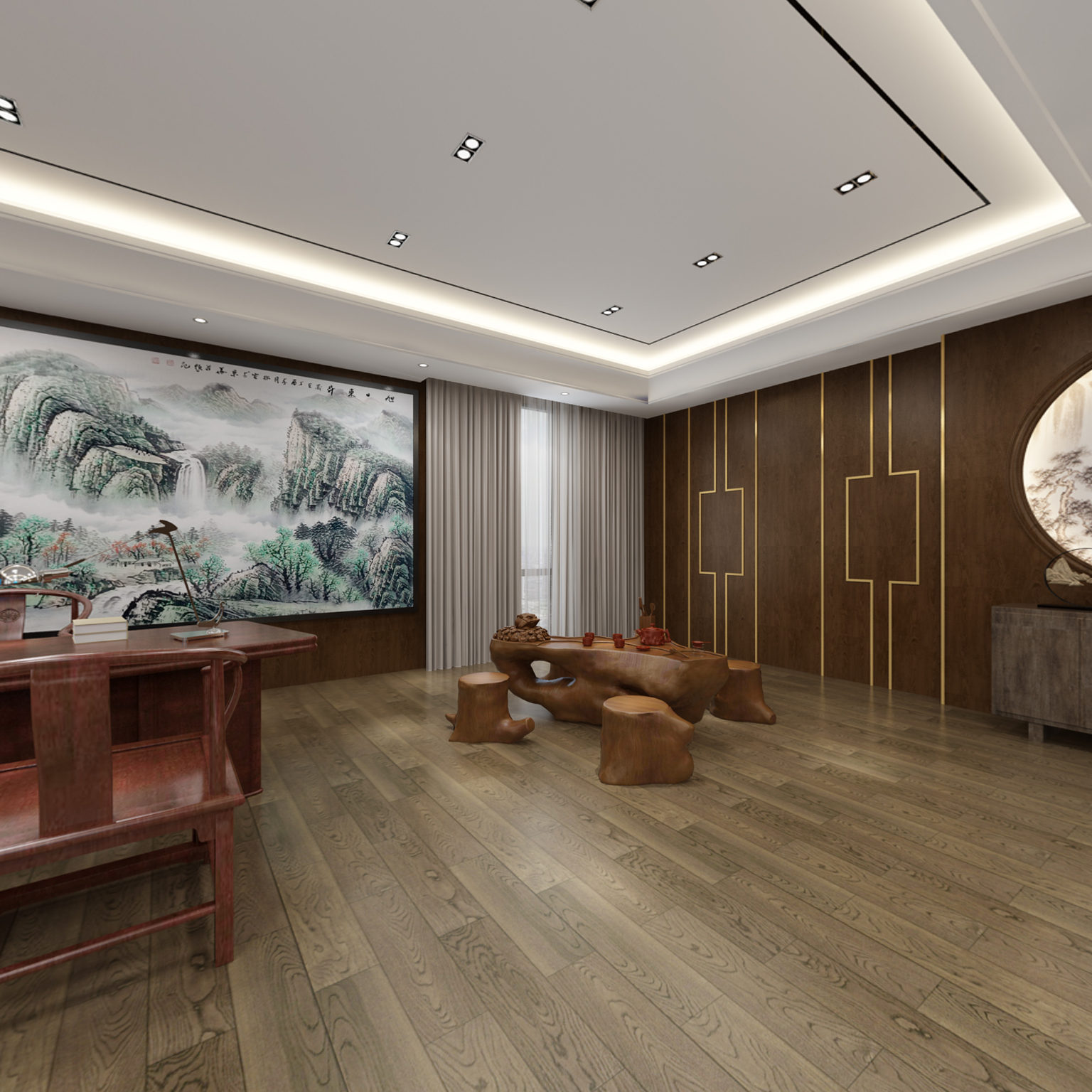 全景新中式经理办公室