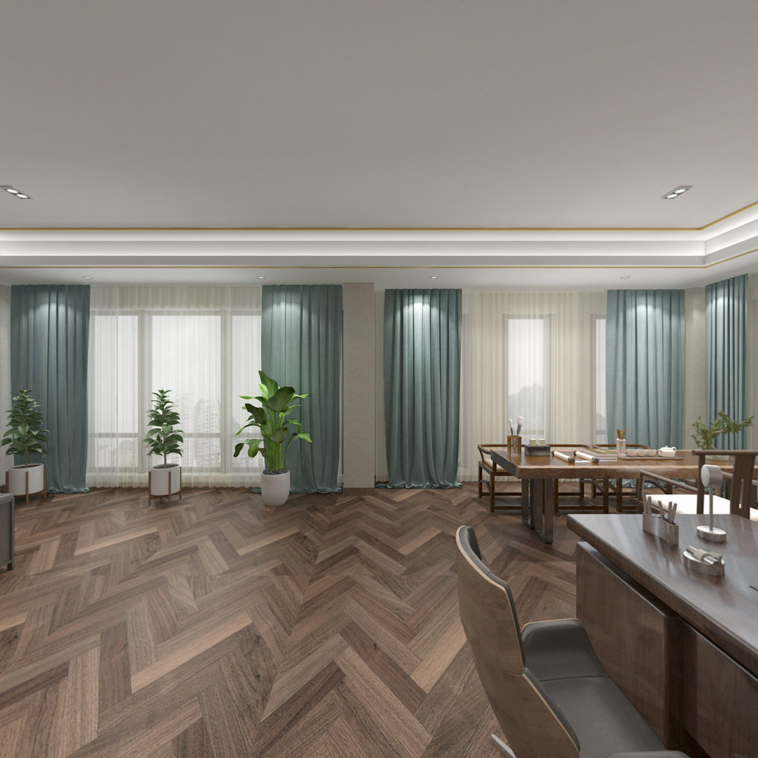 全景现代总经理办公室 班台