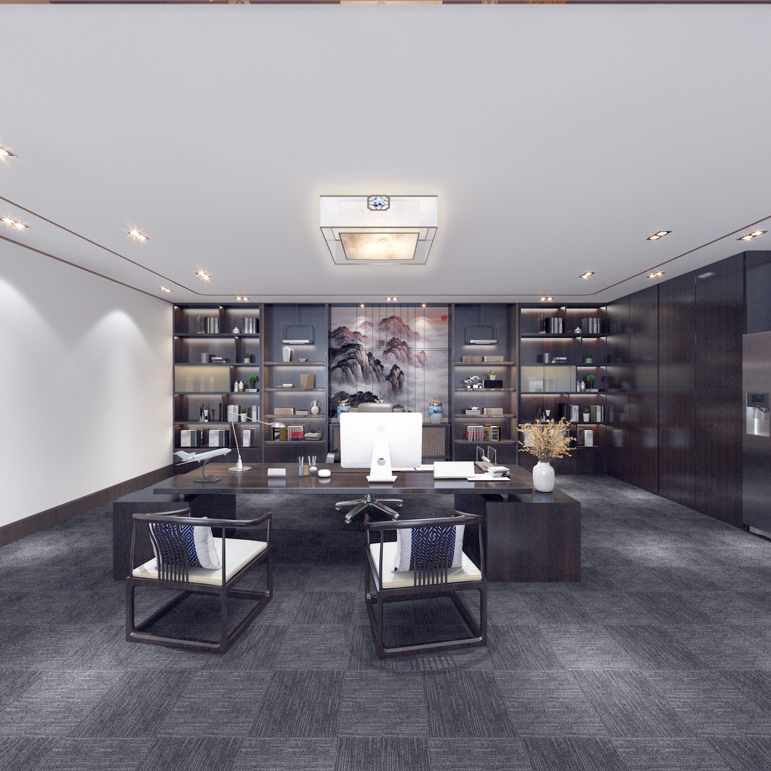 全景新中式董事长办公室