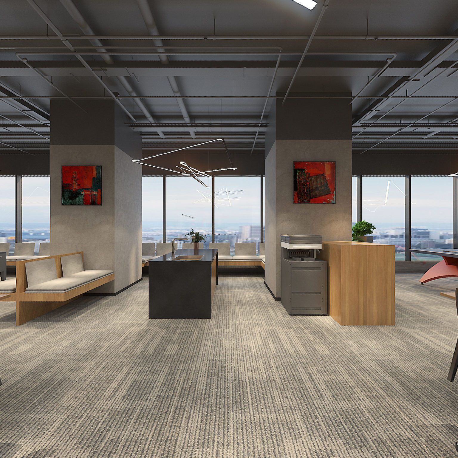 全景工业风办公室 前台