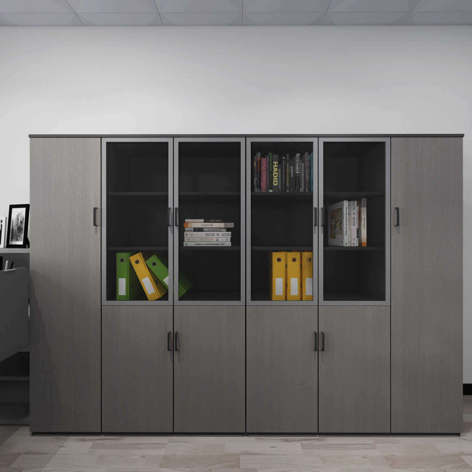 全景现代办公室 文件柜 沙发 办公桌