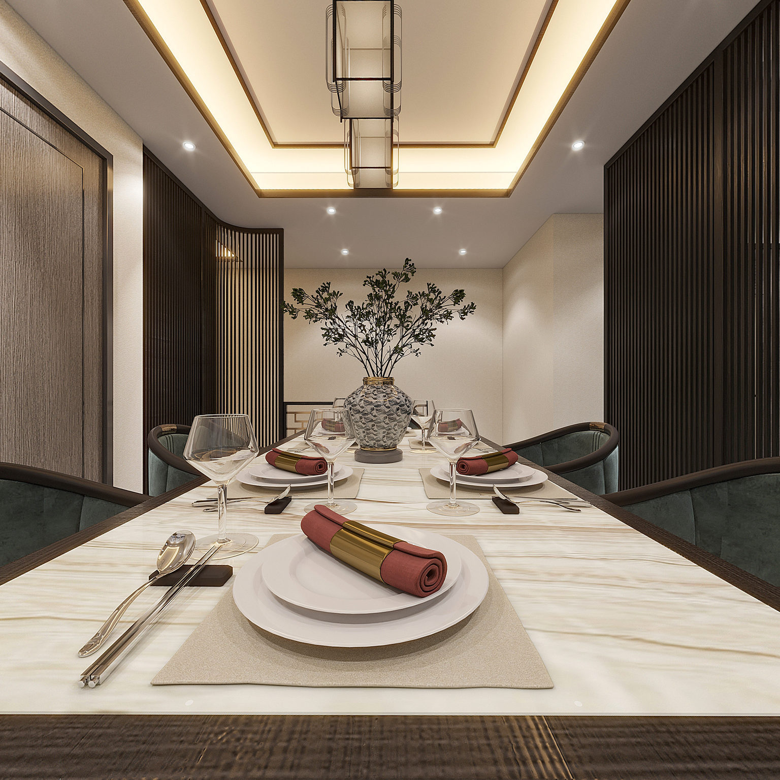 全景新中式餐厅 楼梯