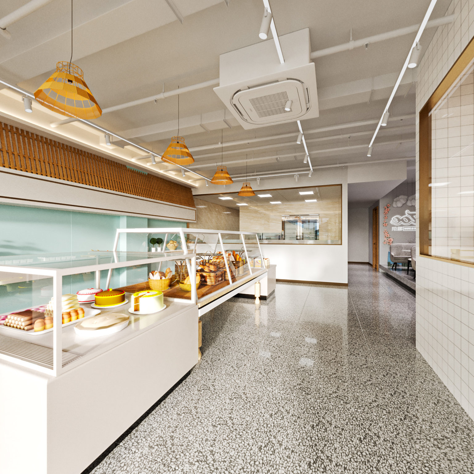 全景北欧餐饮空间 蛋糕店面包店