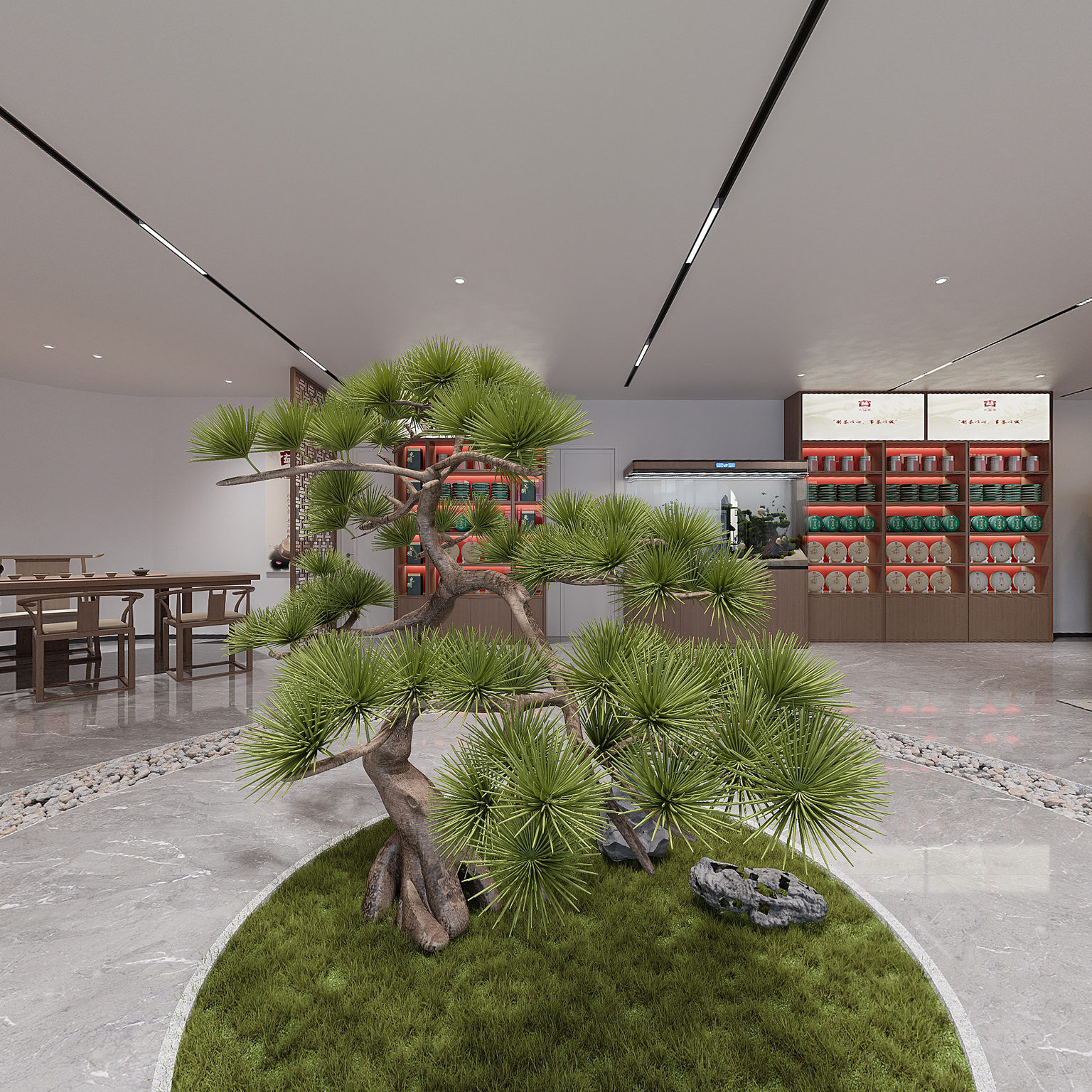 全景新中式茶叶店面