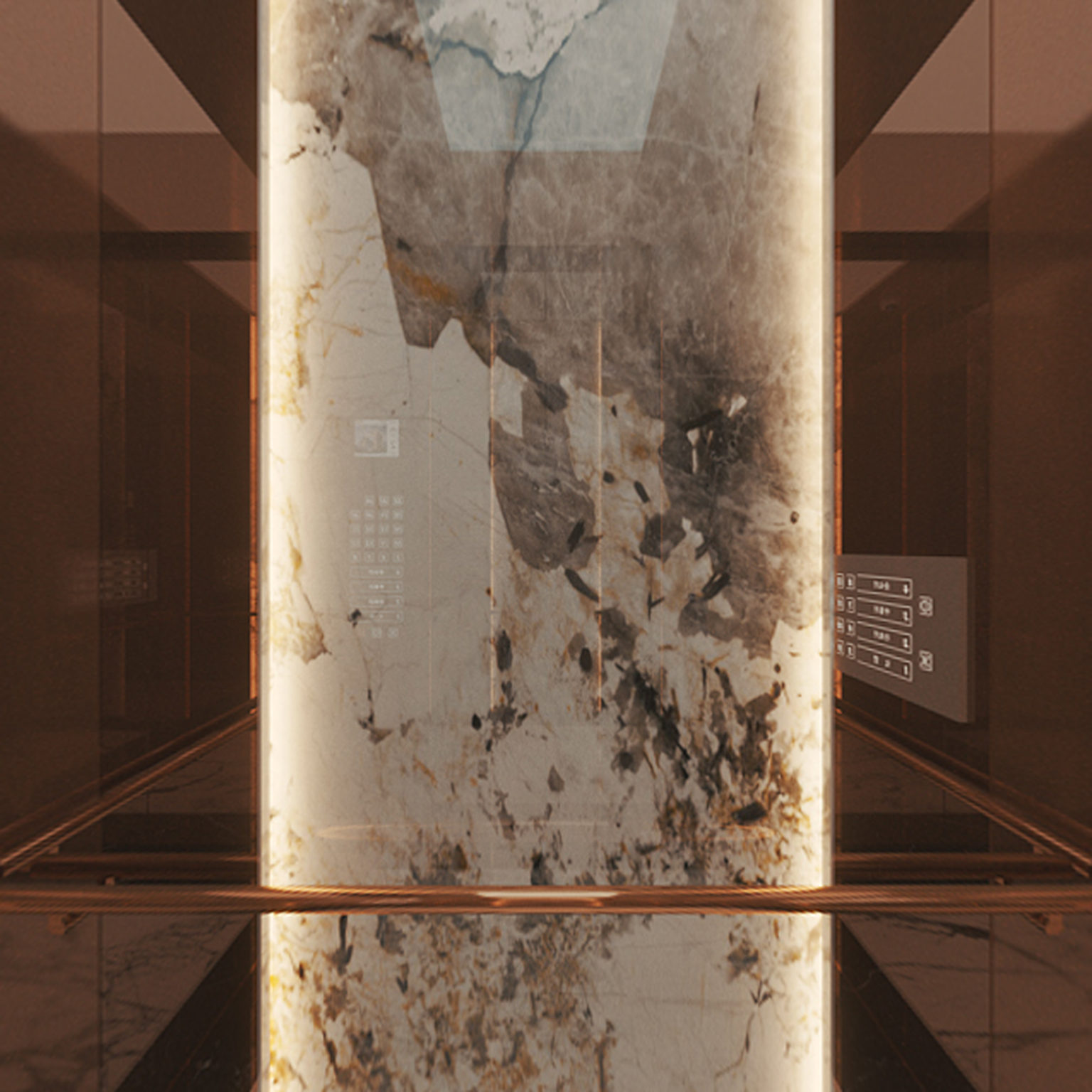 全景现代电梯厢