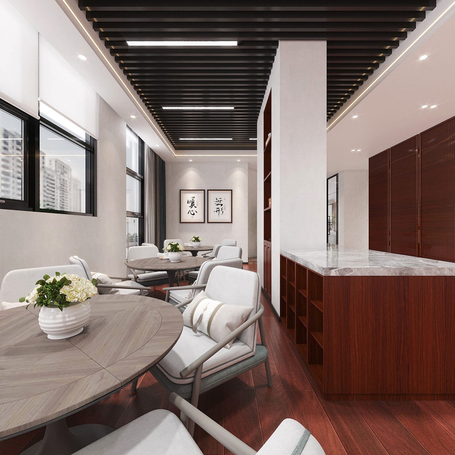全景中式娱乐区休闲区办公室