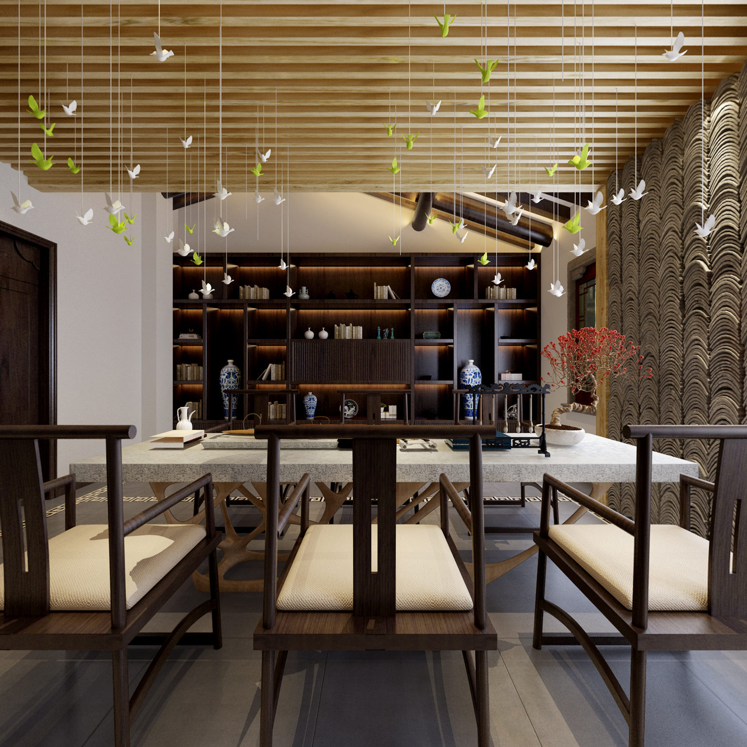 全景新中式博物馆古董展厅3D全景模型