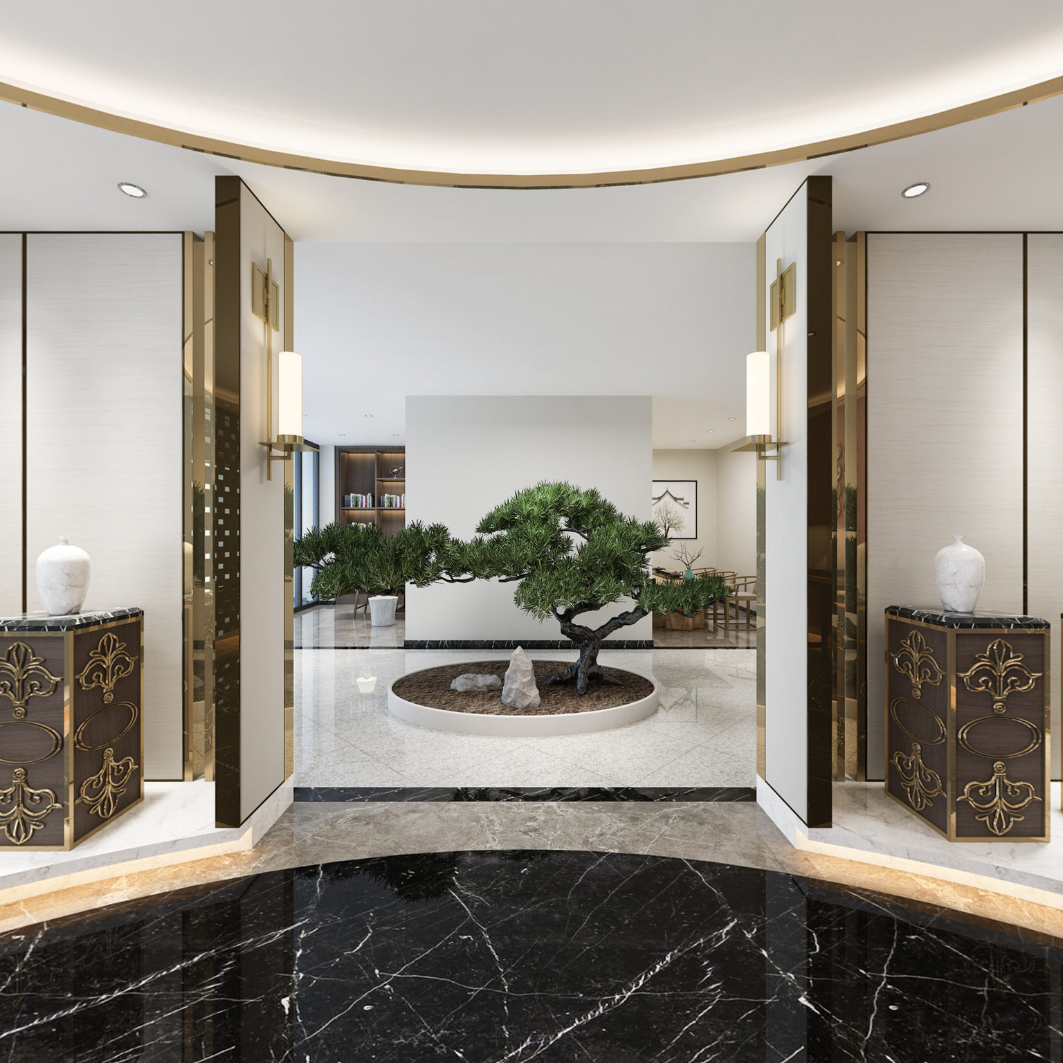 全景新中式药店3D全景模型