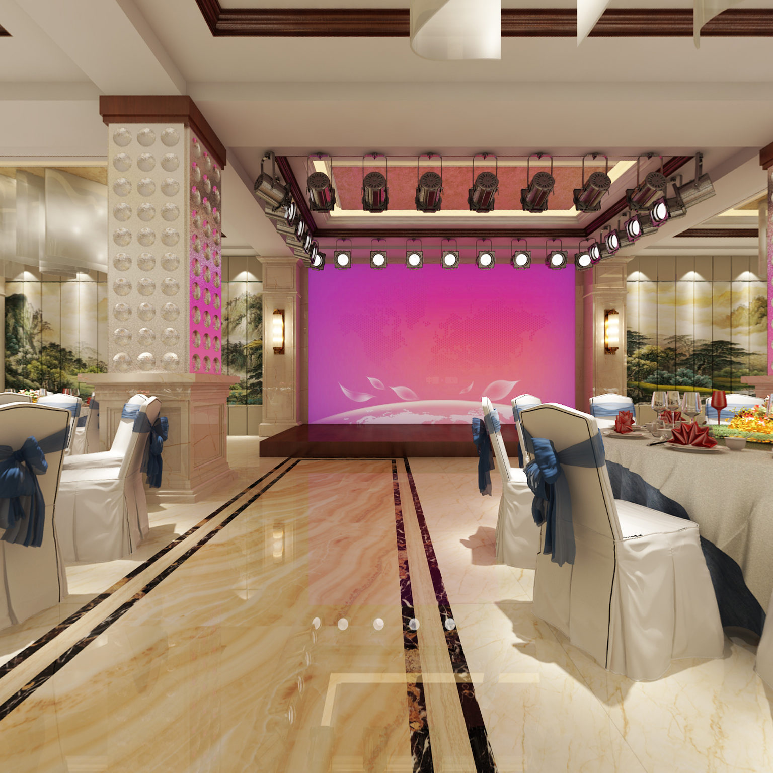 全景中式酒店宴会厅