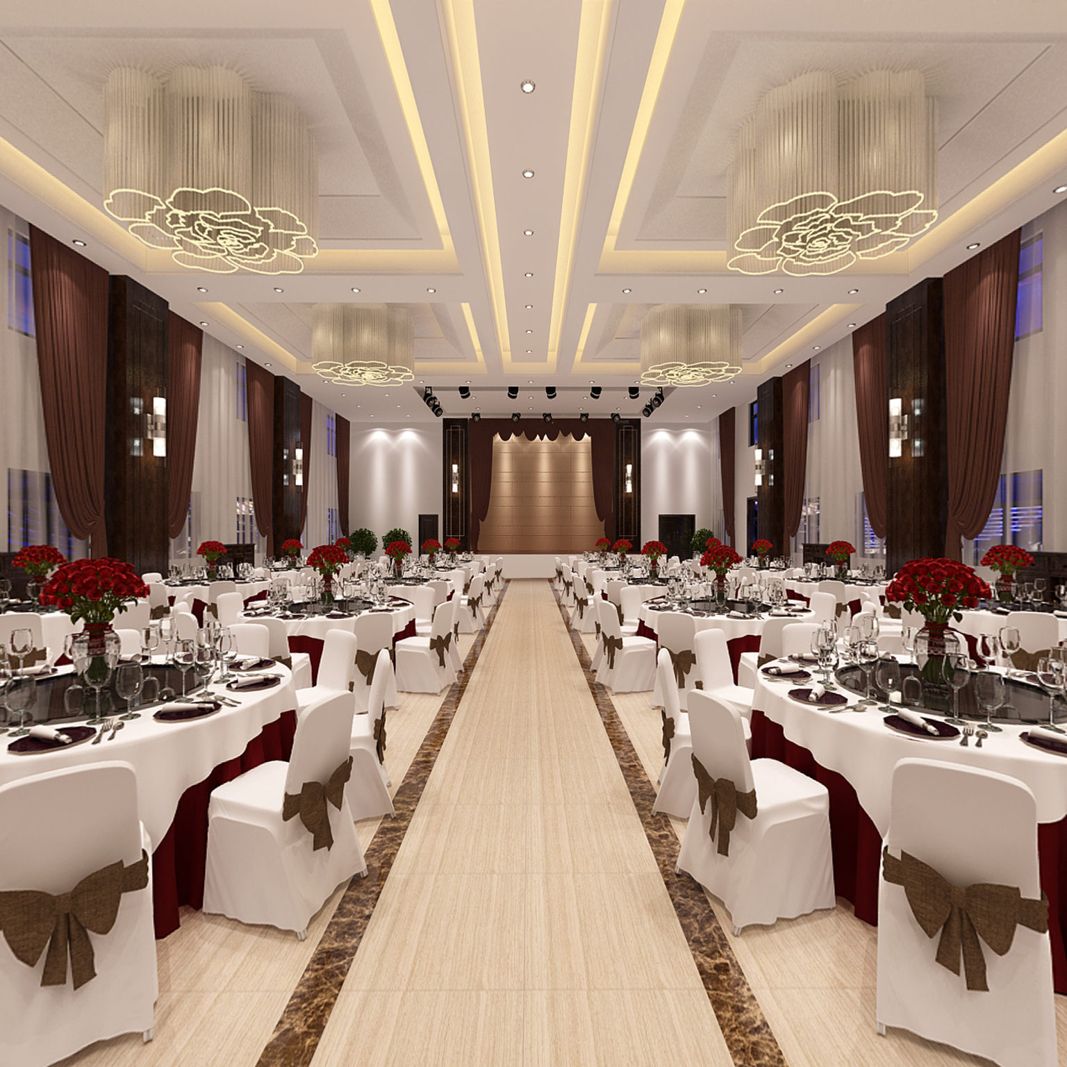 全景现代酒店宴会厅3D全景模型