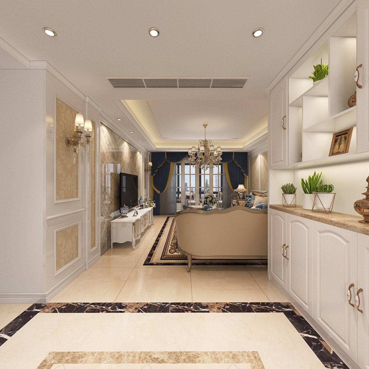 全景简欧客餐厅3D全景模型