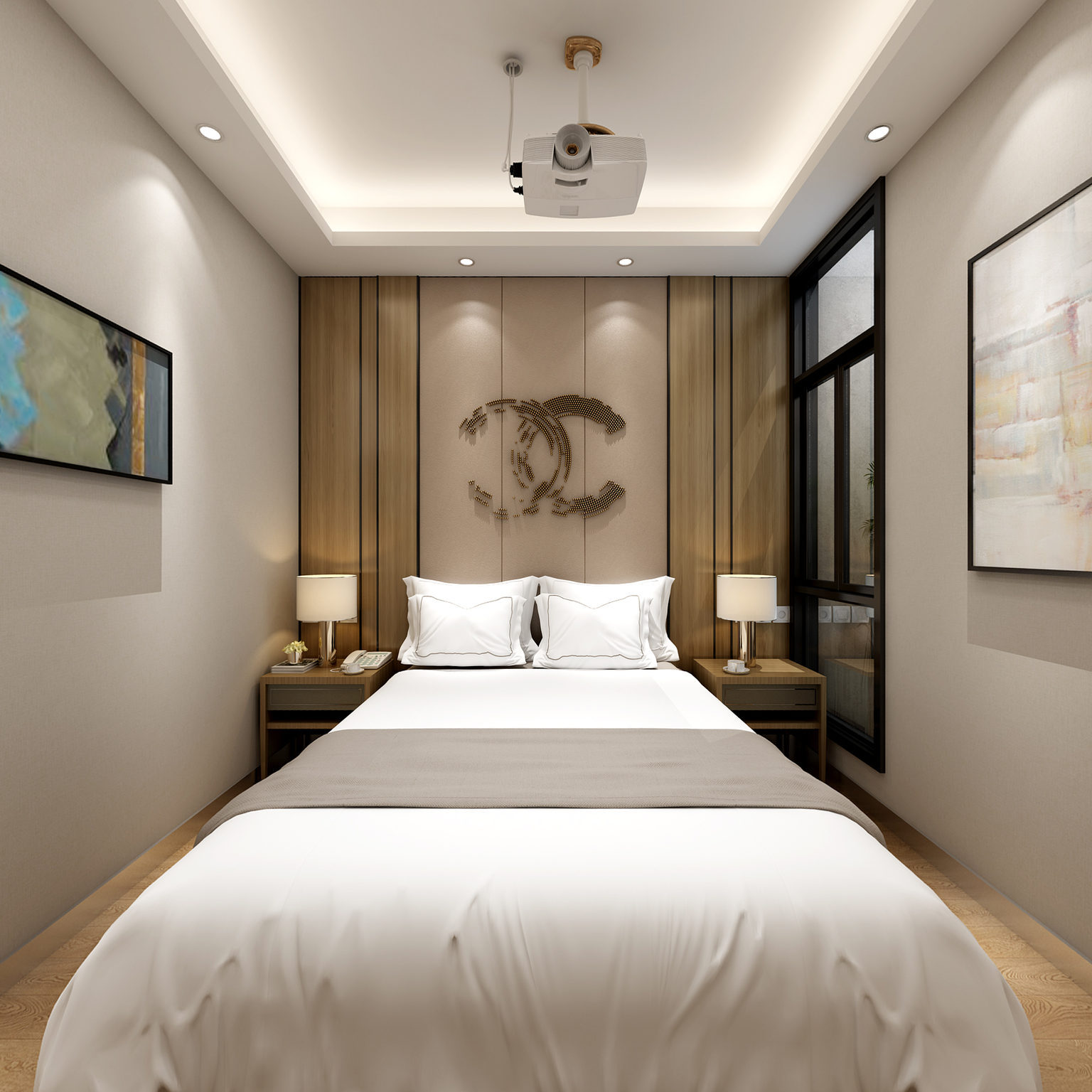 全景现代酒店客房3D全景模型