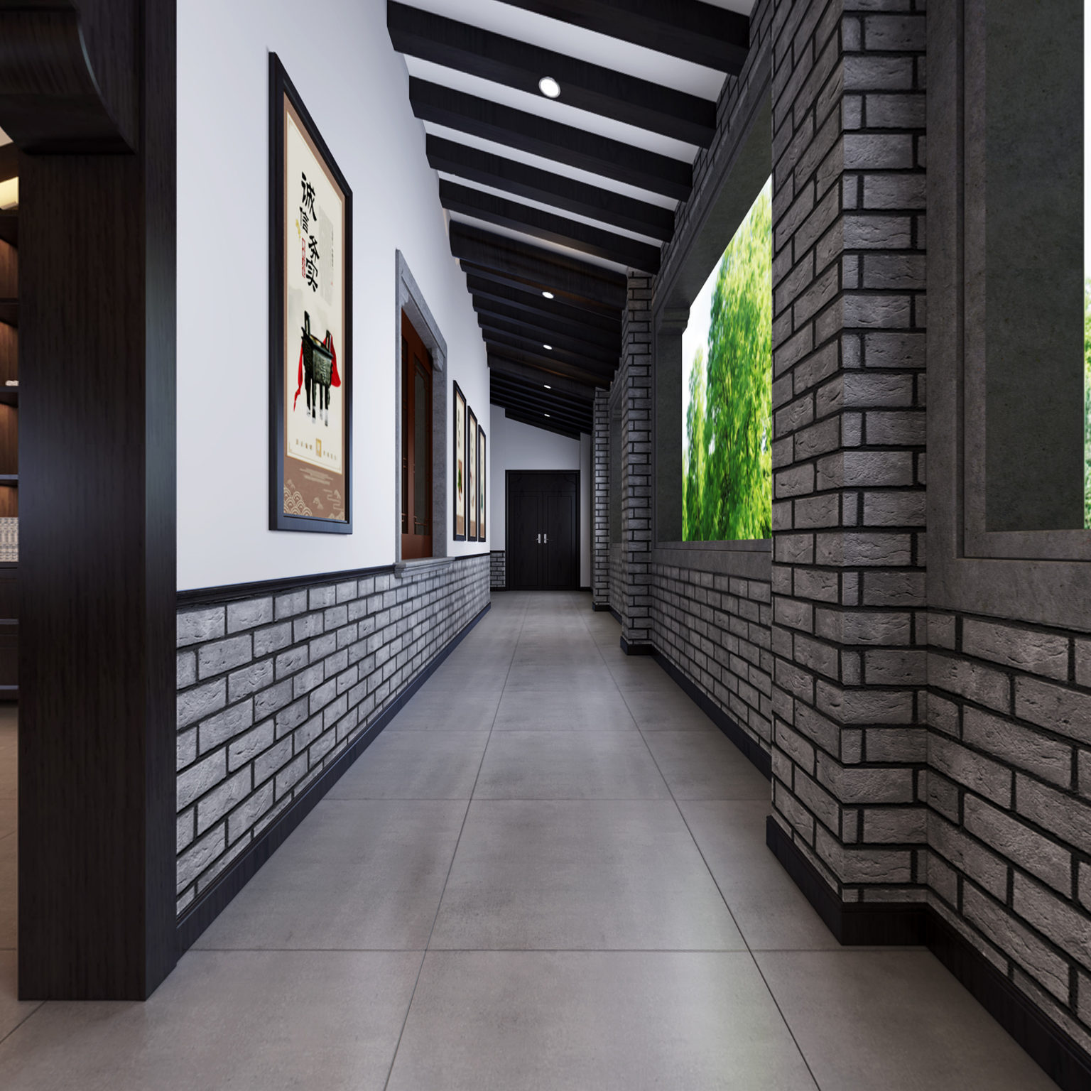 全景新中式博物馆古董展厅3D全景模型