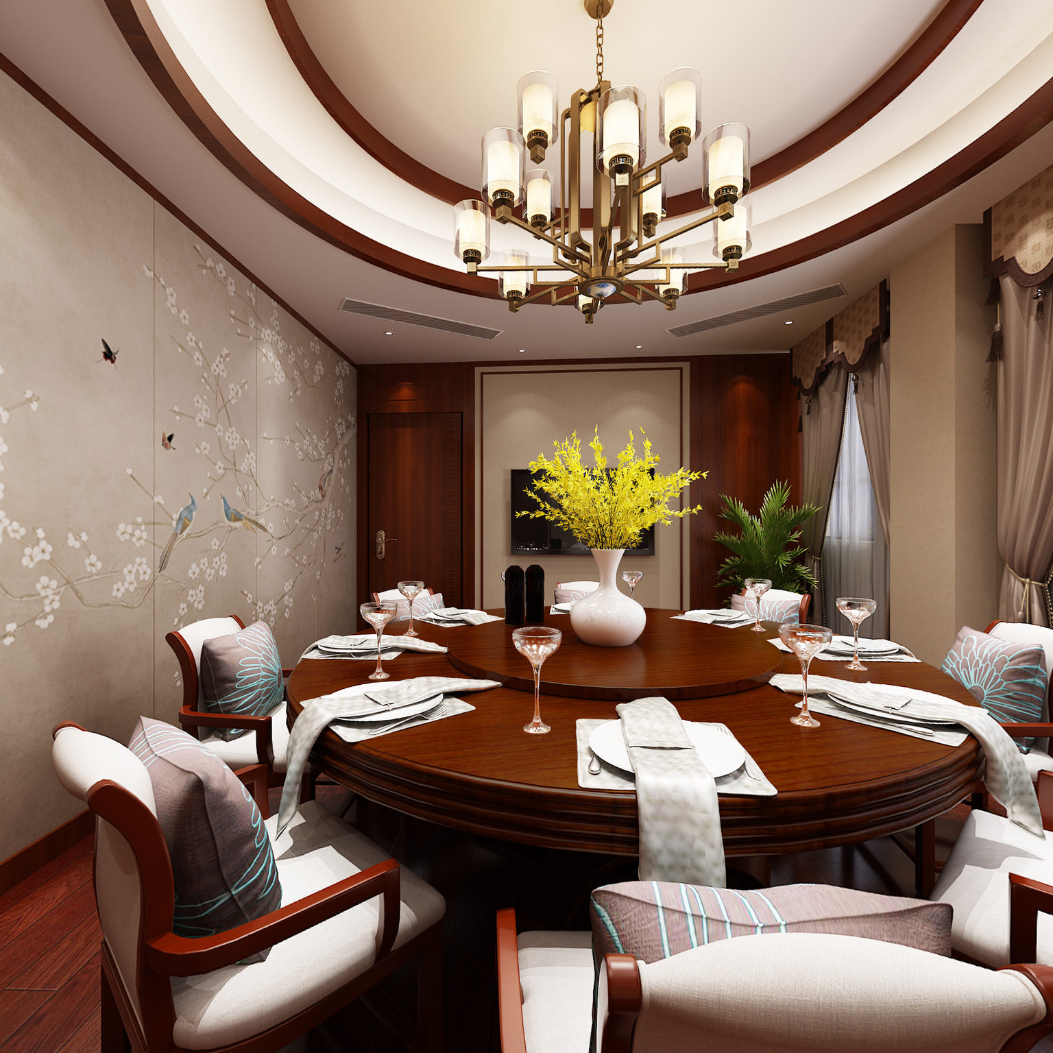 全景中式餐厅3D全景模型