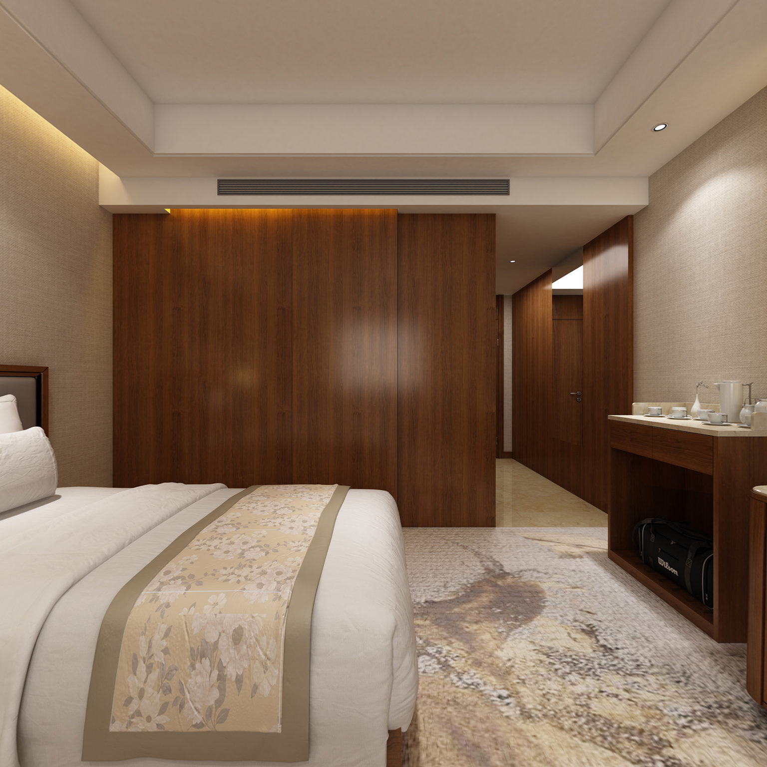 全景现代酒店客房3D全景模型