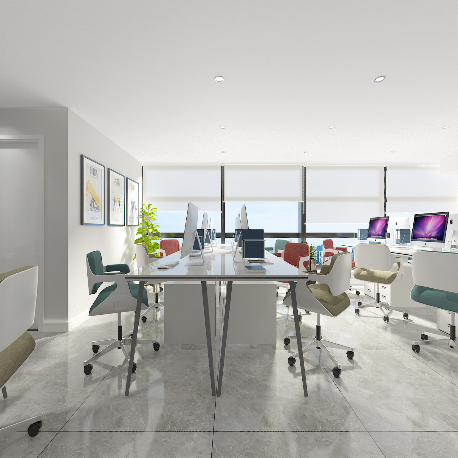 全景现代工装办公室3D全景模型