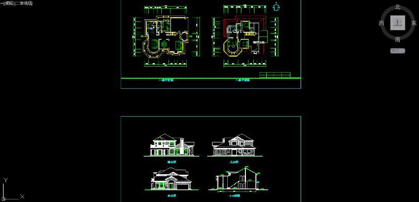 现代别墅大宅农村自建房建筑CAD施工图 含效果图