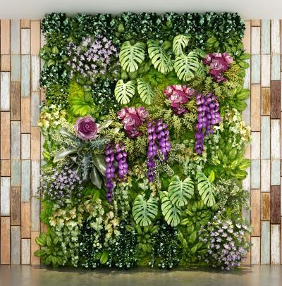 现代3D植物背景墙