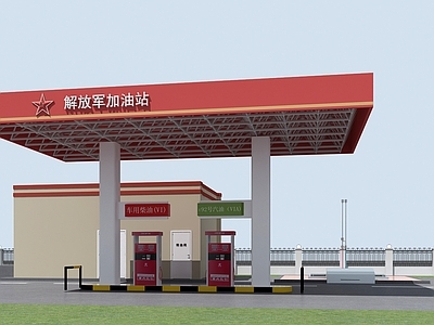 现代加油站 加油箱 有储备箱 油枪 加油机器