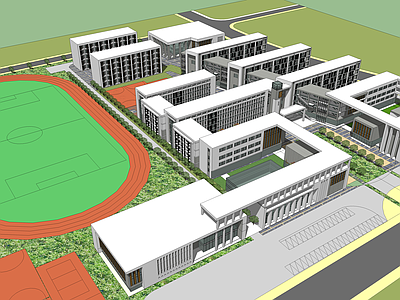 公共建筑 学校建筑 教学楼 操场 带操场